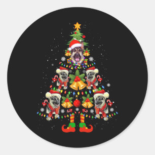 Adesivo Redondo German shepherd Cachorro Santa Hat Árvore de Natal