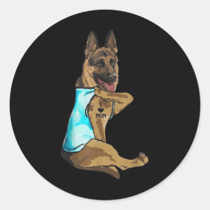 Adesivo Redondo German shepherd Cachorro Tatuagem Eu Amo A Mãe Dia