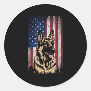 Adesivo Redondo German shepherd Cão 4 de julho Patriótico dos Esta