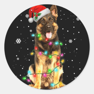 Adesivo Redondo German shepherd Cão Árvore Natal Cachorro Presente