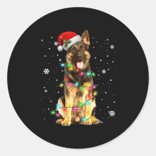 Adesivo Redondo German shepherd Cão Árvore Natal Doce Xmas Do