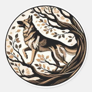 Adesivo Redondo German shepherd Cão-de-Arte german shepherd cão