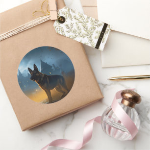 Adesivo Redondo German shepherd de Halloween assustado