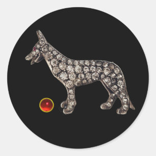 Adesivo Redondo German shepherd DE RETRATAÇÕES DO CACHORRO DA MI