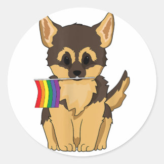 Adesivo Redondo German shepherd do Orgulho LGBT Cachorro arco-íris