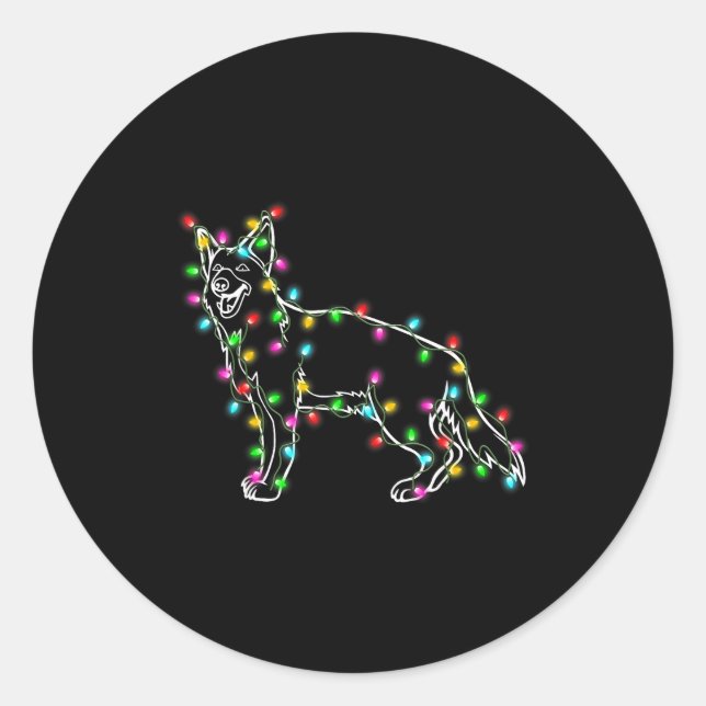 Adesivo Redondo German Shepherd Dog Tree Christmas Sweater Xmas Do (Frente)