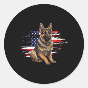 Adesivo Redondo German shepherd Dos Eua Bandeira 4 De Julho Pai Fa