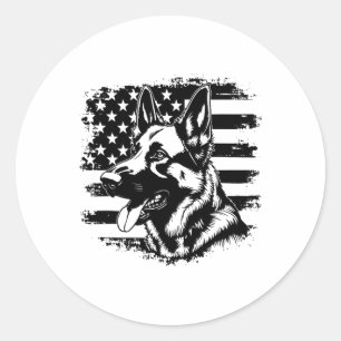 Adesivo Redondo German shepherd Dos Eua Flag Sungles Patriotic 4th