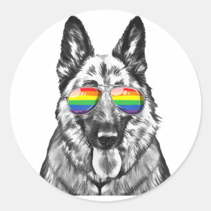 Adesivo Redondo German shepherd Engraçado Orgulho gay Sinalizador