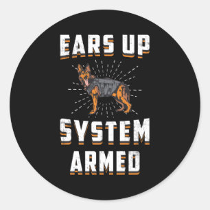 Adesivo Redondo German shepherd escuta a imagem do cão armado do 