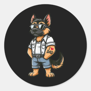 Adesivo Redondo German shepherd Eu Adoro Tatuagem De Cachorro Engr
