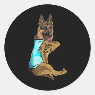 Adesivo Redondo German shepherd Eu Amo A Mãe Tatuar Dia de as mães