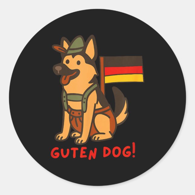 Adesivo Redondo German Shepherd Funny Beer Festival Guten Dog  (Frente)