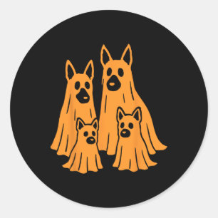 Adesivo Redondo German shepherd Halloween Ghost Family Engraçado C