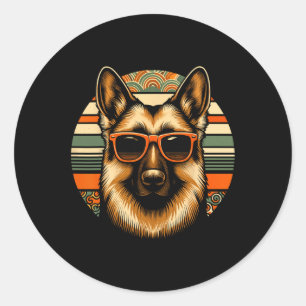 Adesivo Redondo German shepherd legal Estilo de Arte Retroativa Na