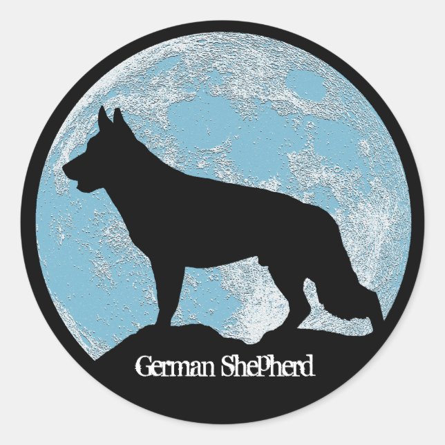 Adesivo Redondo German shepherd Moon (Frente)