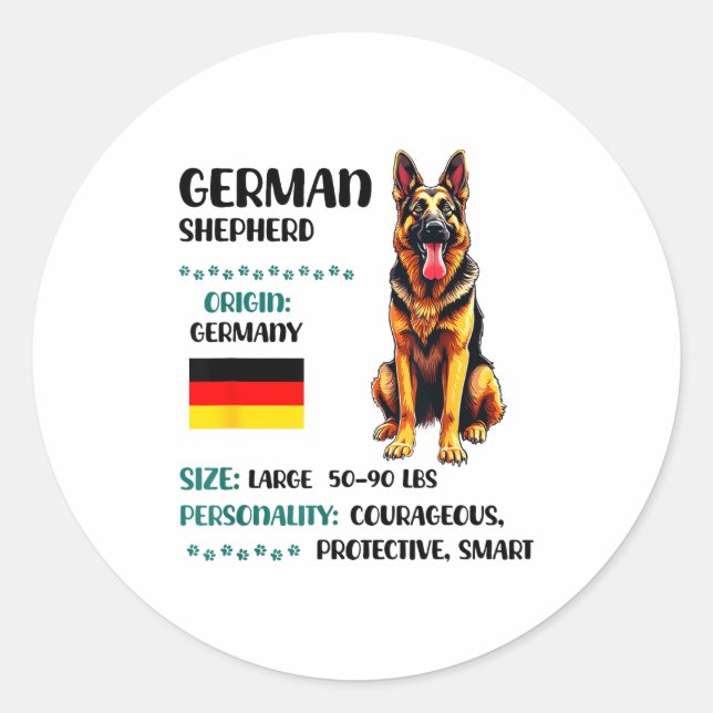 Adesivo Redondo German Shepherd Origin Funny German Shepherd Lover (Frente)