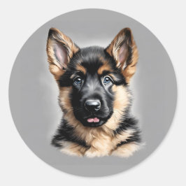Adesivo Redondo German shepherd Puppy