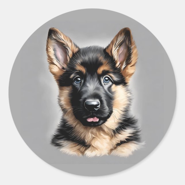 Adesivo Redondo German shepherd Puppy (Frente)