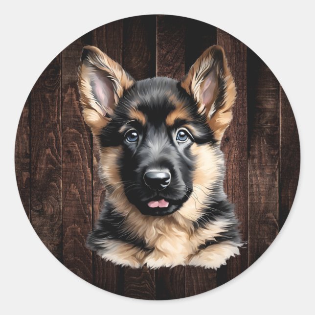 Adesivo Redondo German shepherd Puppy (Frente)