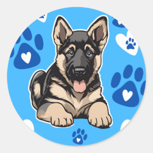 Adesivo Redondo German shepherd Puppy