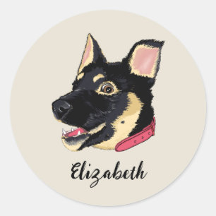 Adesivo Redondo German shepherd Puppy Dog Lover