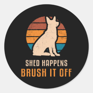 Adesivo Redondo German shepherd Shed Ocorre Cão Vintage Engraçad