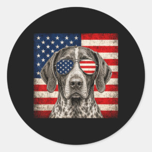 Adesivo Redondo German Shorthaired Pointer 4 de Julho Americano