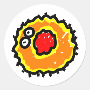 Adesivo Redondo Germe vermelho dos desenhos animados da boca