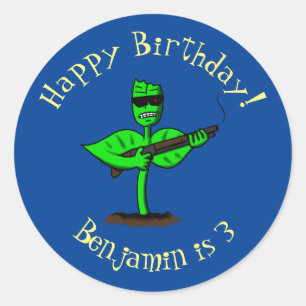 Adesivo Redondo Germinador cyborg planta desenhos engraçados