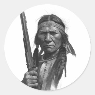 Adesivo Redondo Geronimo Preto e Branco