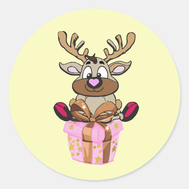 Adesivo Redondo  Geschenkaufkleber Rentier (Frente)
