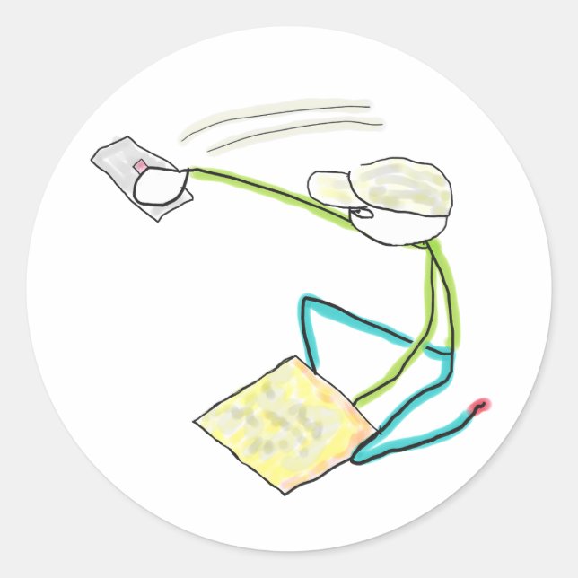 Adesivo Redondo Gesso Stickman (Frente)