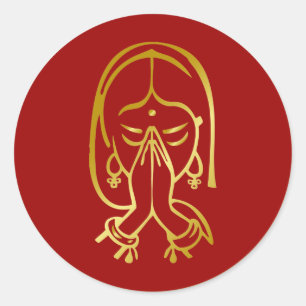 Adesivo Redondo Gesto de Boas-vindas da Índia - Namste