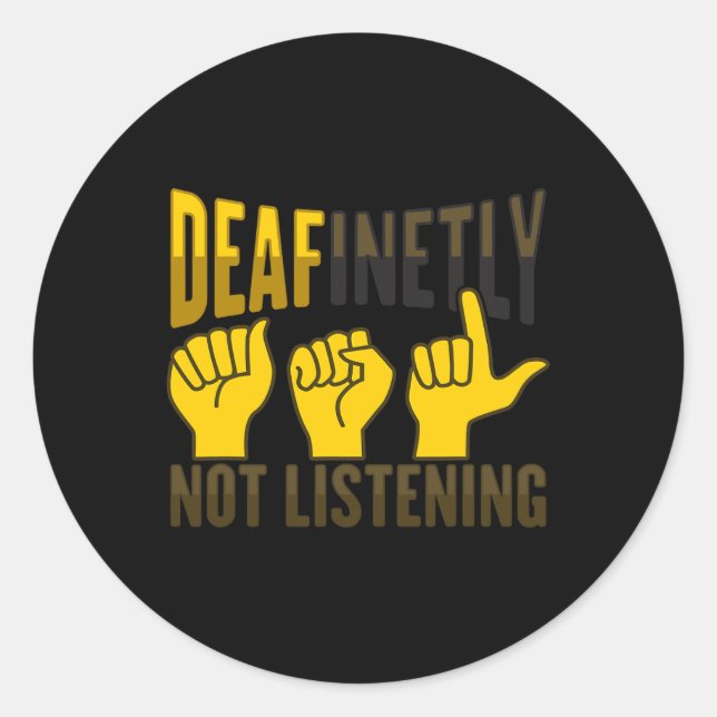 Adesivo Redondo Gesto de Mão da ASL Audição surda Perda de Consciê (Frente)