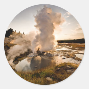 Adesivo Redondo Geyser da borda, bacia do geyser de Norris