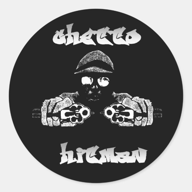 Adesivo Redondo Ghetto Hitman Sticker (Frente)