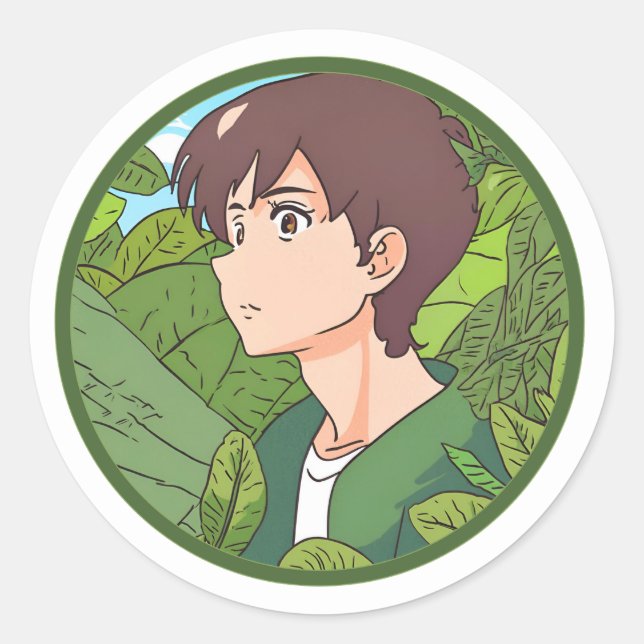 Adesivo Redondo Ghibli Sticker: Um Dia da Natureza Adorável (Frente)