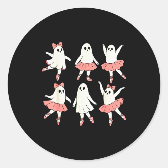Adesivo Redondo Ghost Ballerina Ballet Dance Teacher Halloween Cos (Frente)