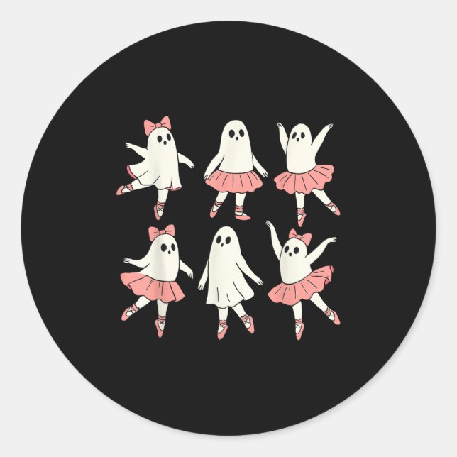 Adesivo Redondo Ghost Ballerina Ballet Dance Teacher Halloween Cos (Frente)