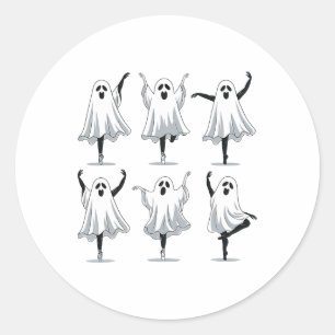Adesivo Redondo Ghost Ballerinas Halloween Dance Balé Fa