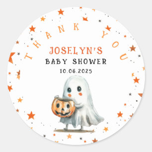 Adesivo Redondo Ghost BOO Bonito com Halloween de Padrão Estrela