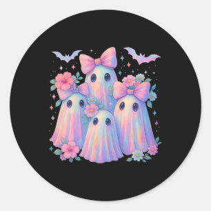 Adesivo Redondo Ghost Boo Crew Floral Matando Halloween