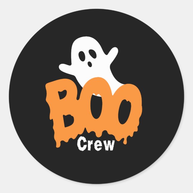 Adesivo Redondo Ghost Boo Crew Halloween (Frente)