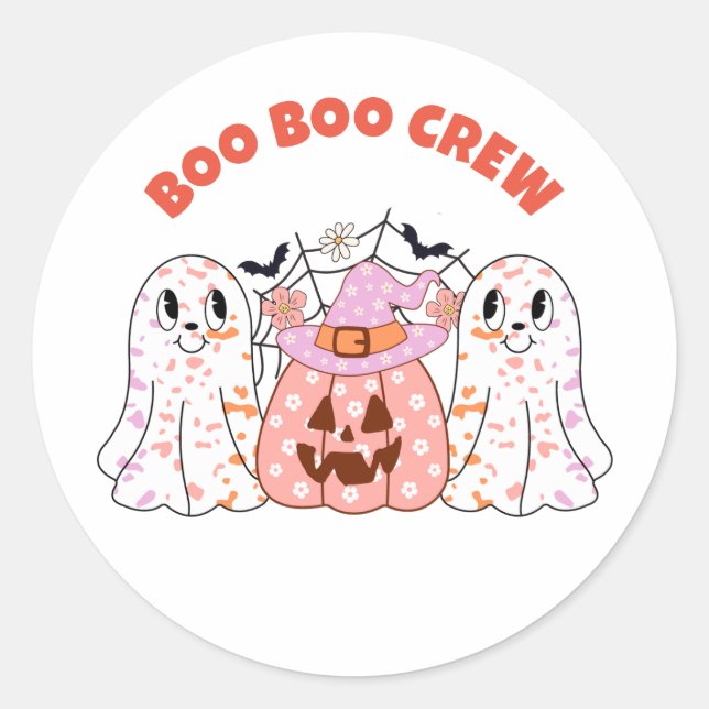 Adesivo Redondo Ghost Boo Crew Halloween Personalizado (Frente)