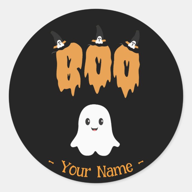 Adesivo Redondo Ghost Boo Halloween Grande Sticker (Frente)