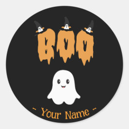 Adesivo Redondo Ghost Boo Halloween Grande Sticker