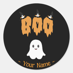 Adesivo Redondo Ghost Boo Halloween Grande Sticker