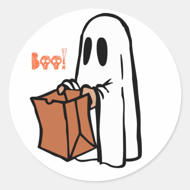 Adesivo Redondo Ghost Boo Sticker (Frente)