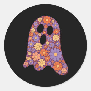 Adesivo Redondo Ghost Boo Sticker Fácil, Floral